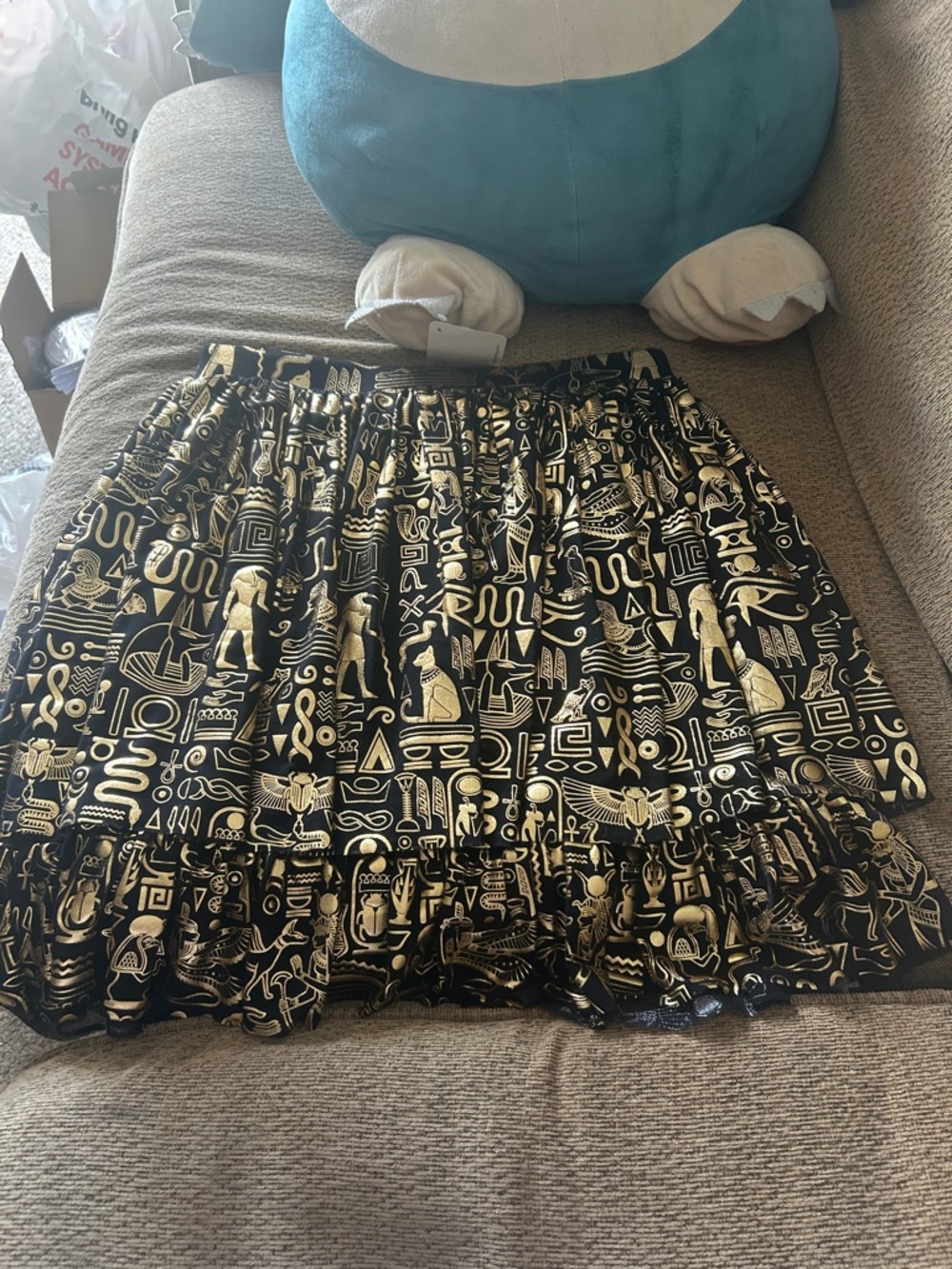 Blackmilk Black & Gold Egyptian Motif Circle Skirt